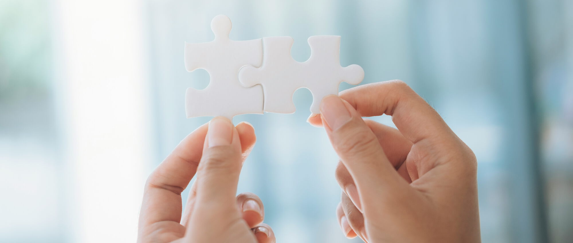 Zwei zusammengefügte Puzzleteile symbolisieren die Interoperabilität fernablesbarer Messgeräte verschiedener Hersteller.